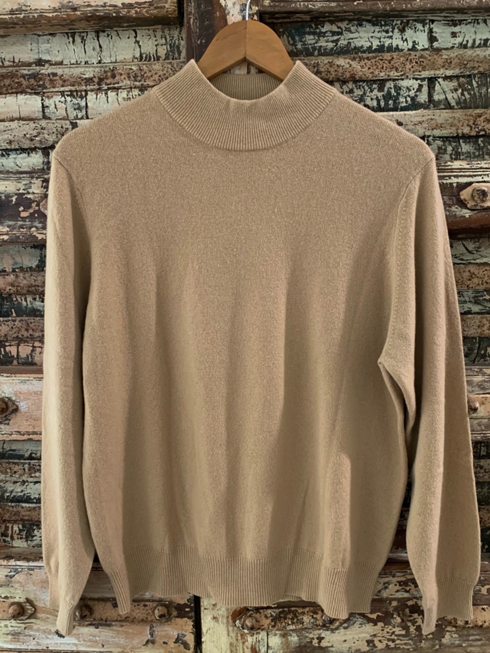 Charter Club Beige 100% Cashmere 2 Ply Mock Turtleneck Sweater, L